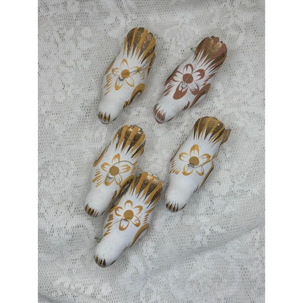 Vintage Tonala Mexican Folk Art Ceramic Bird Ornaments Set of 5  pier 1